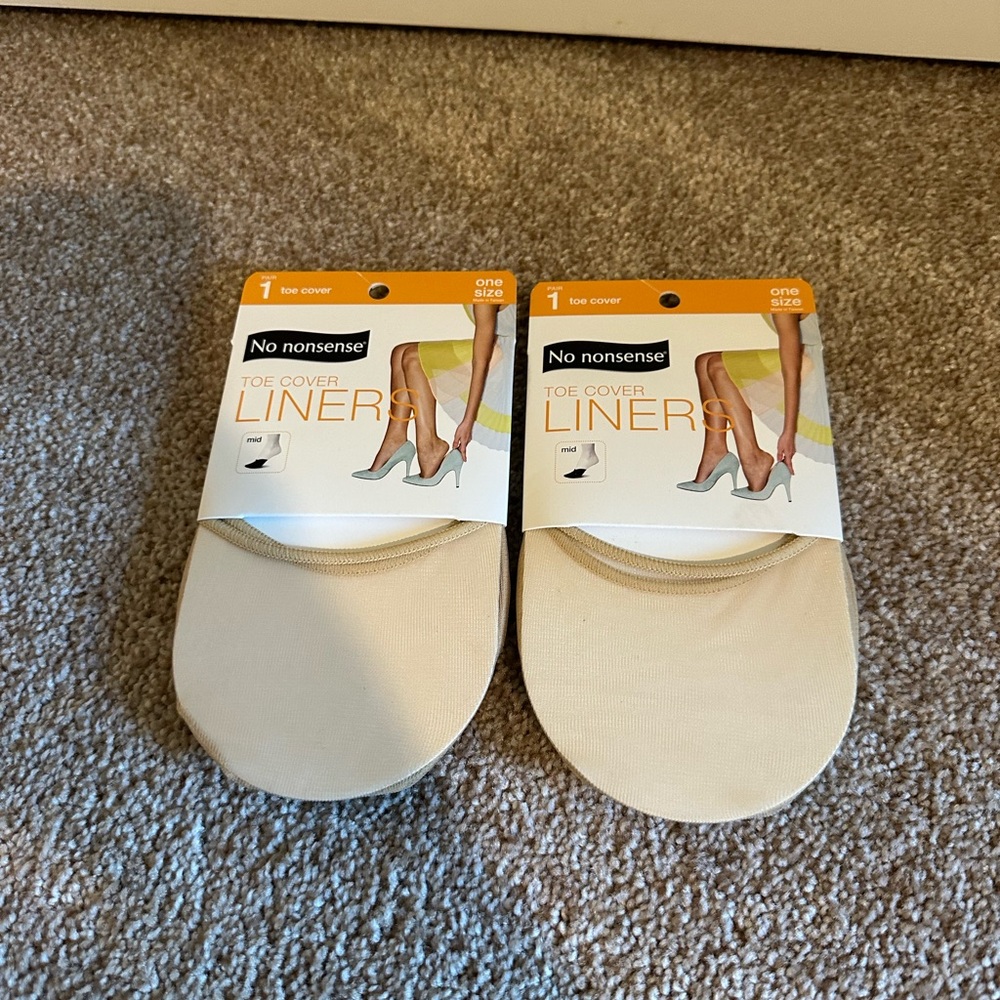 ^ Set of 2 Pairs of No Nonsense Nude Mid Toe Cover Liners